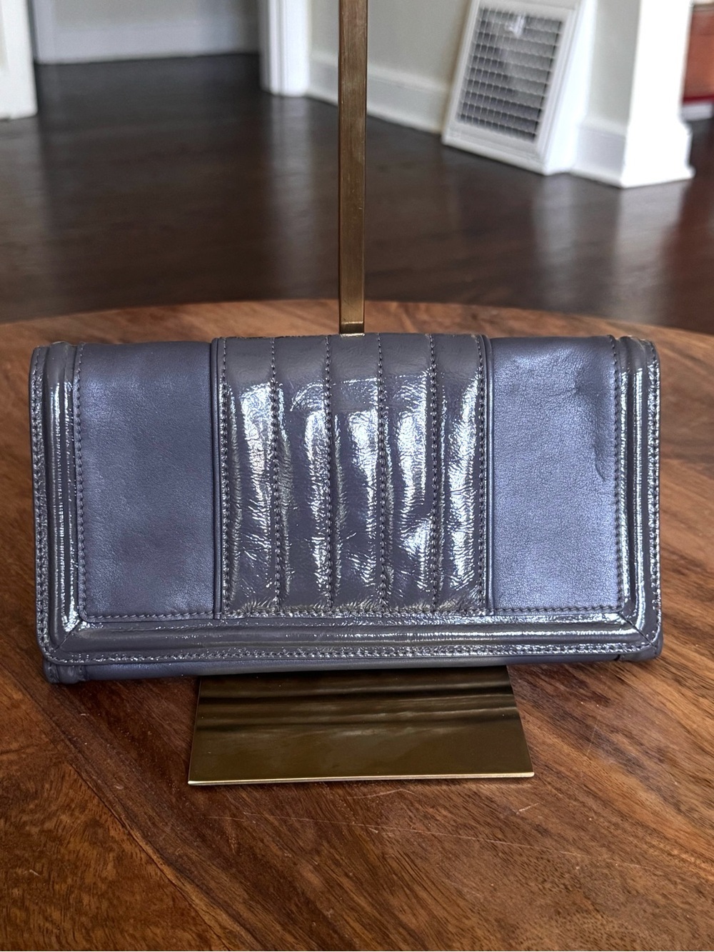 HOBO International Clutch Wallet Dark Gray Leather Magnetic Closure